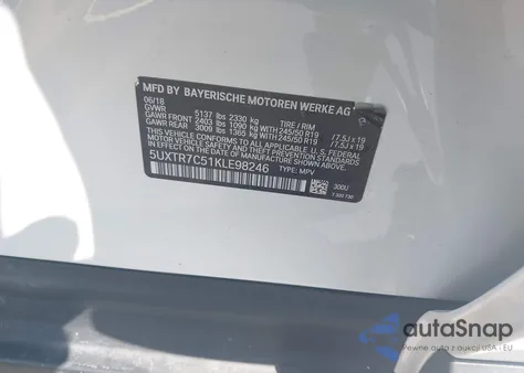 2019 BMW X3 Sdrive30I z USA, uszkodzony, nr VIN 5UXTR7C51KLE98246